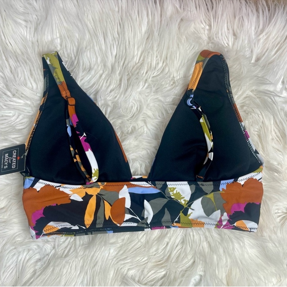 Bar III Tropical Flower Print Bikini Top - Picture 3 of 3
